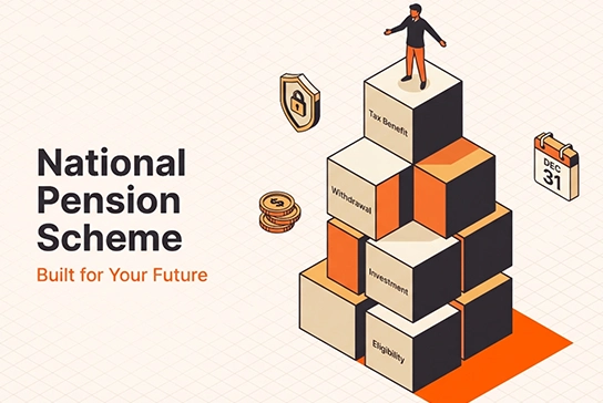 Person standing on stacked blocks representing tax benefit and investment for pension