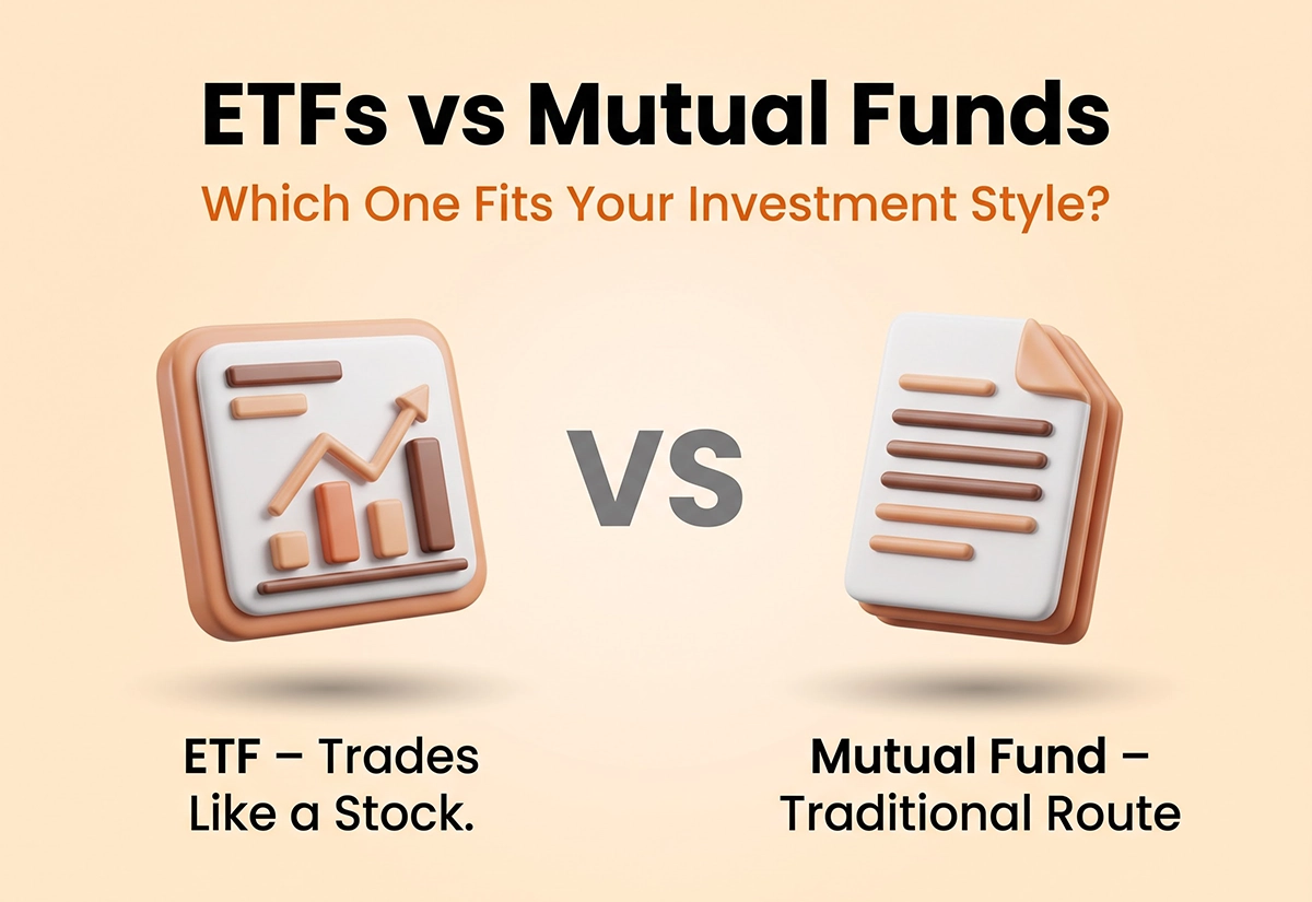 ETFs trade like a stock with a rising bar chart, mutual funds follow the traditional route