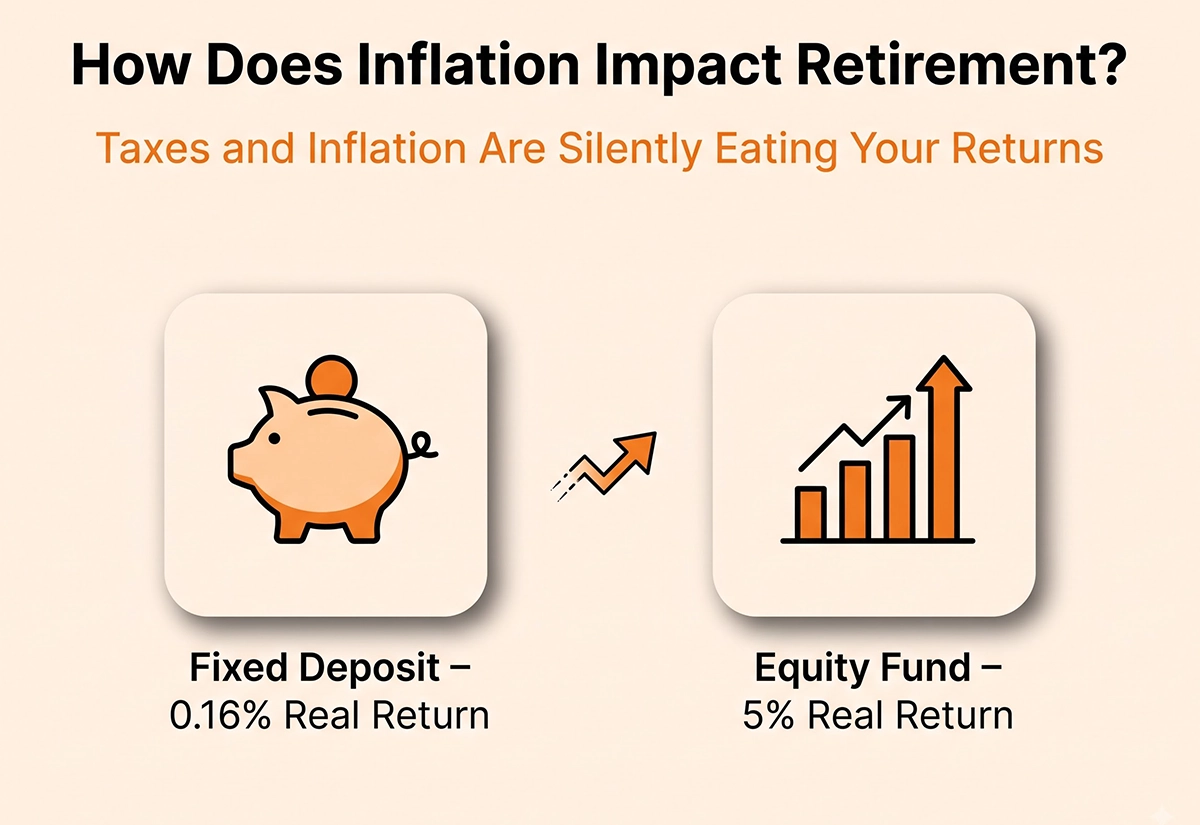 Fixed deposits give 0.16% real return while equity funds give around 5% real return after inflation