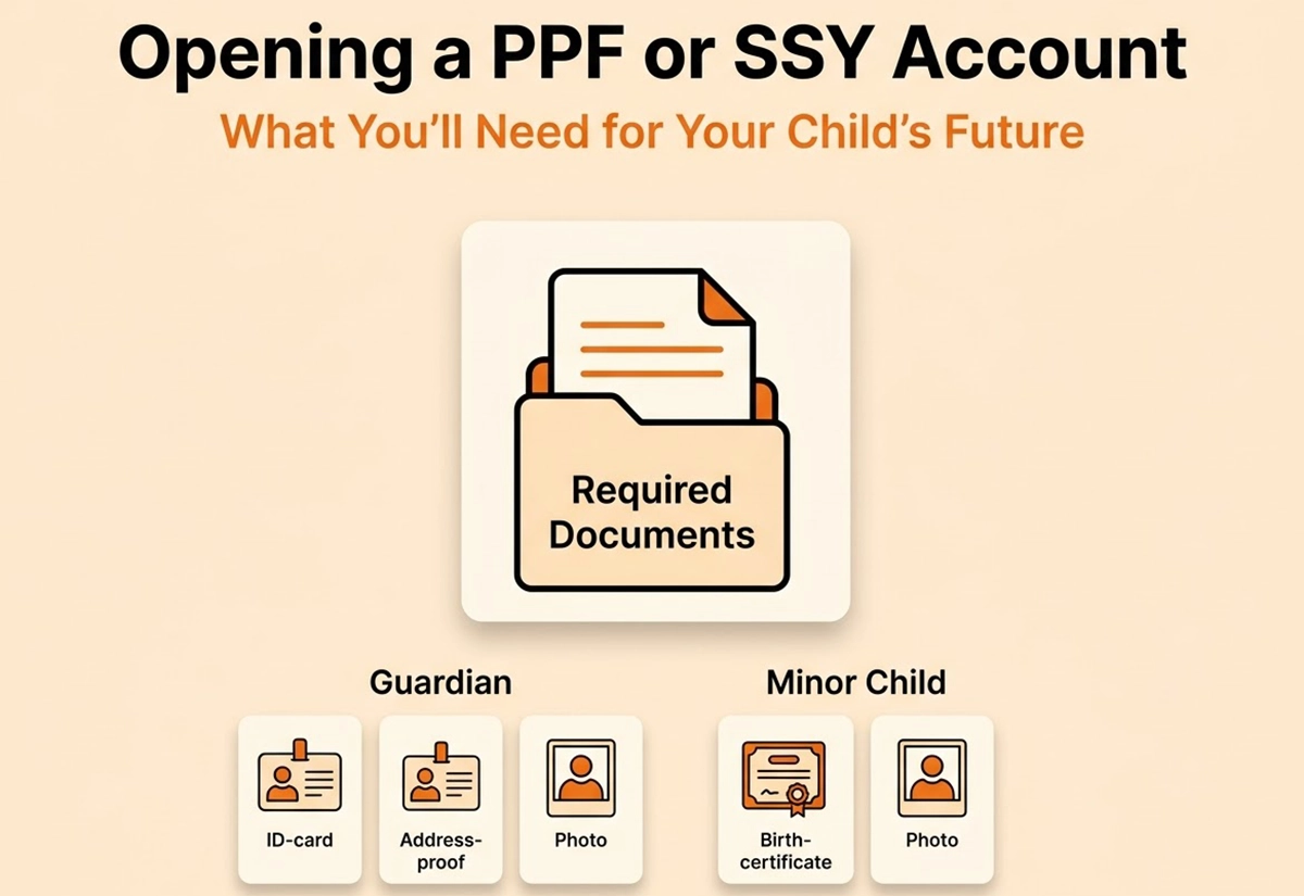 Required documents for guardian and minor child when opening a PPF or SSY account for a child